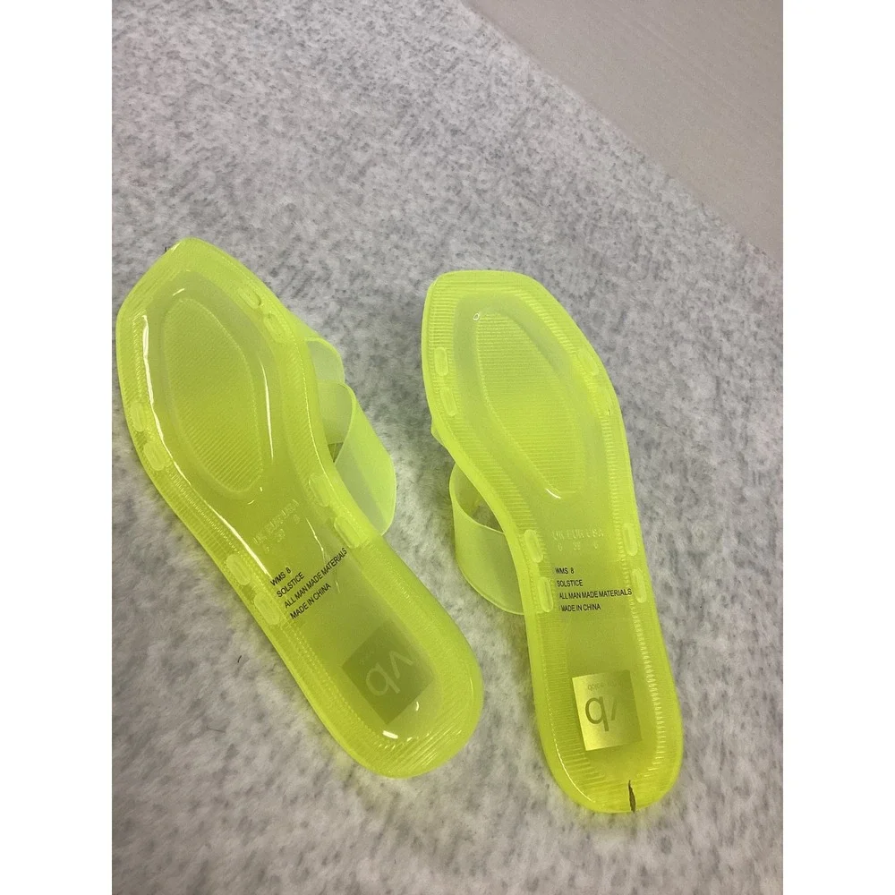 DV Dolce Vita Solstice‎ Neon Yellow Jelly Slide Sandals Square Toe Womens 8 NEW